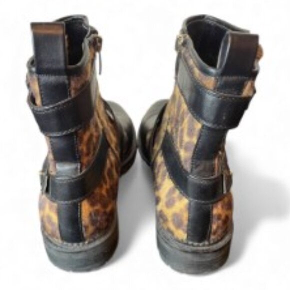 NINE WEST WOMEN'S ARRIA LEOPARD FAUX FUR MOTO BOOTS SIZE 10M - Picture 7 of 10